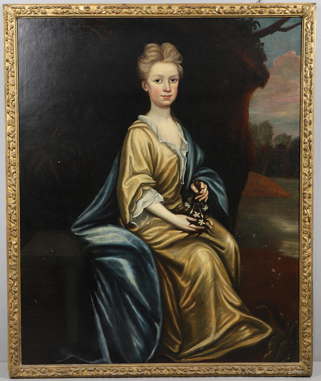FOLLOWER OF ROBERT BYNG (1666-1720). PORTRAIT OF A YOUNG LADY.