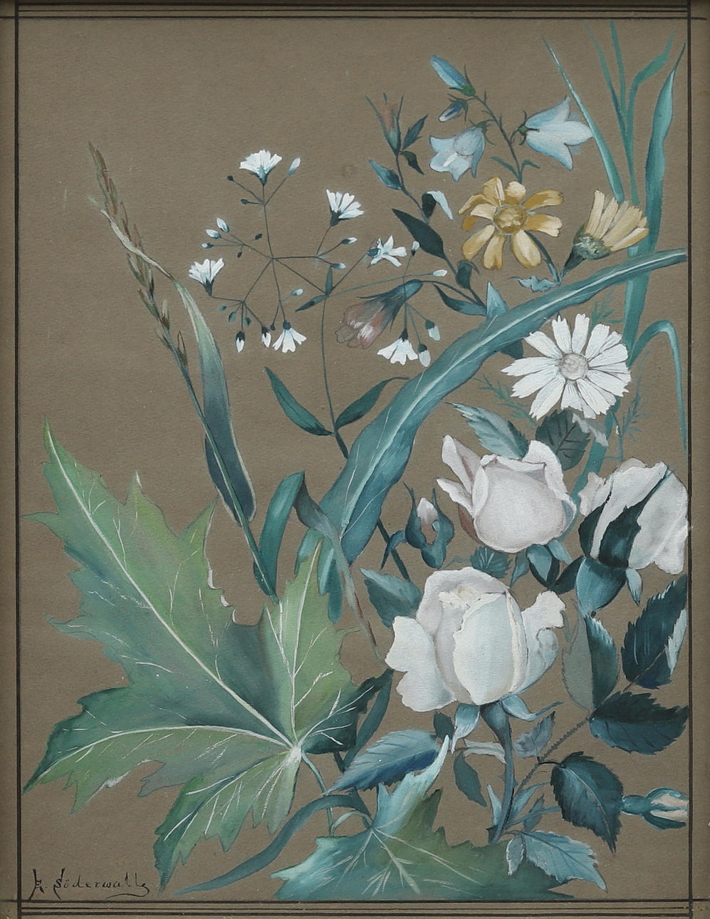 EINAR SÖDERWALL (1869-1954). Floral composition, watercolor, signed.
