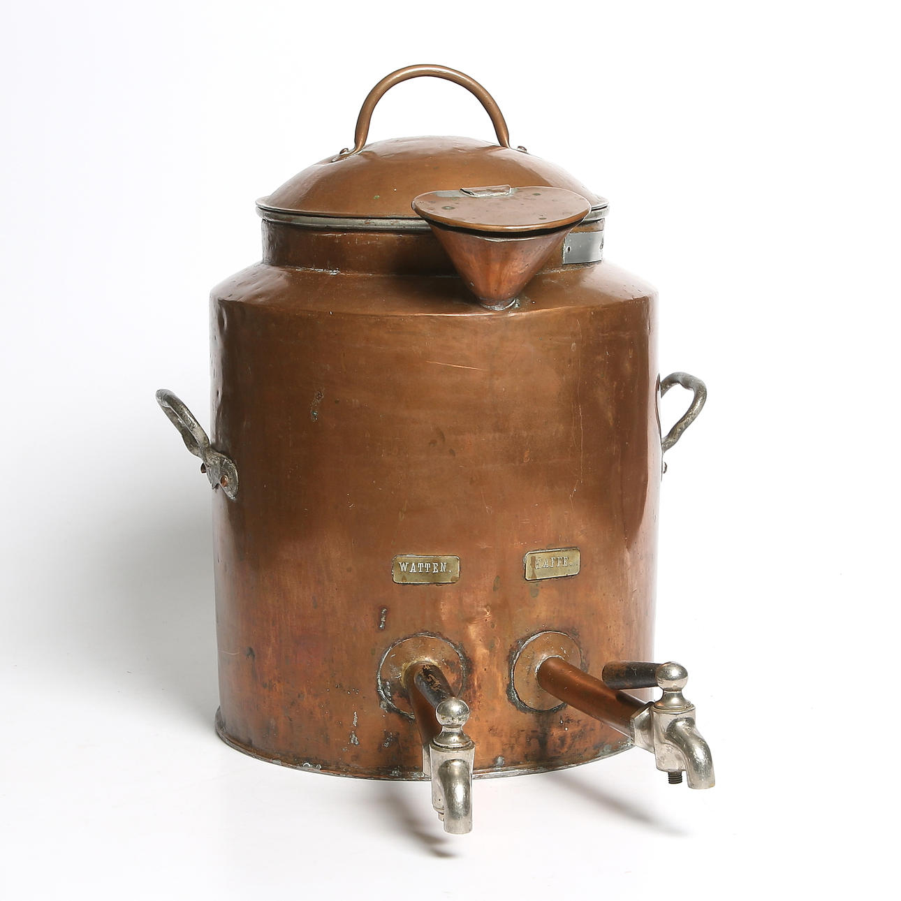 KAFFEAPPARAT, koppar, enligt uppgift från Hotel Knaust, 1800-tal.