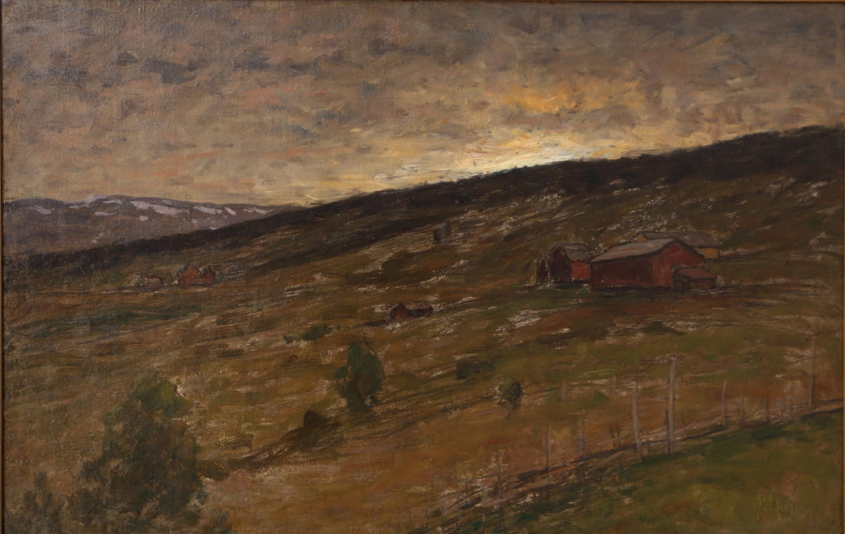 PER EKSTRÖM. Olja på duk, fjällgårdar, signerad P.Ekström.