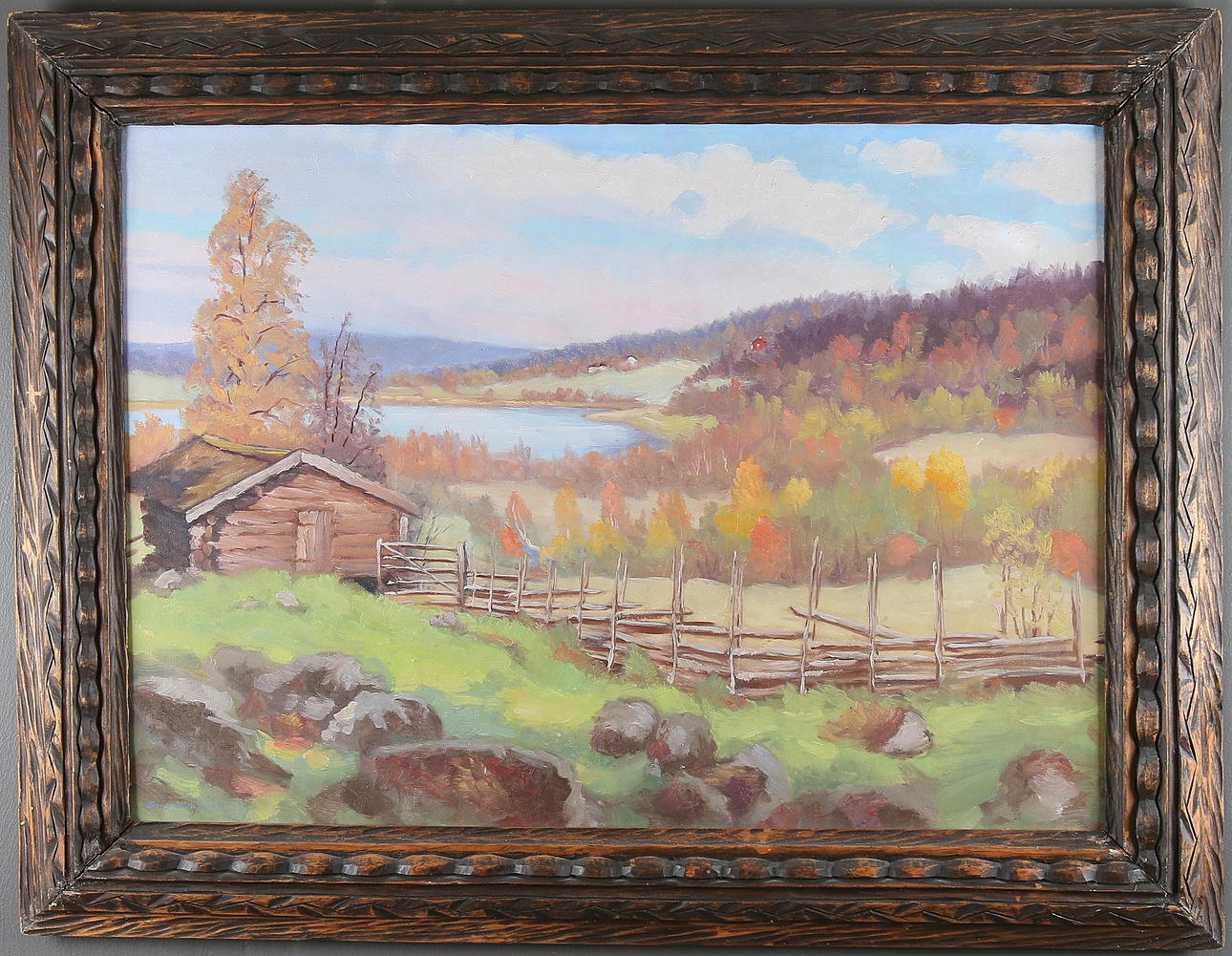 BROR DAHLQVIST. Gärdsgård, olja på duk, osignerad.