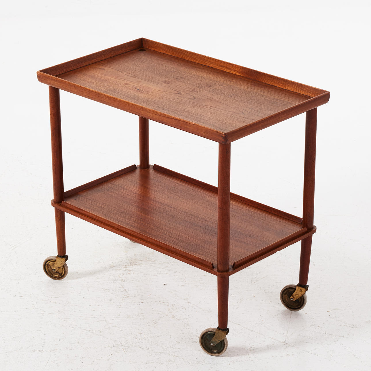 SERVING TROLLEY, veneered with teak, 1950/60s.