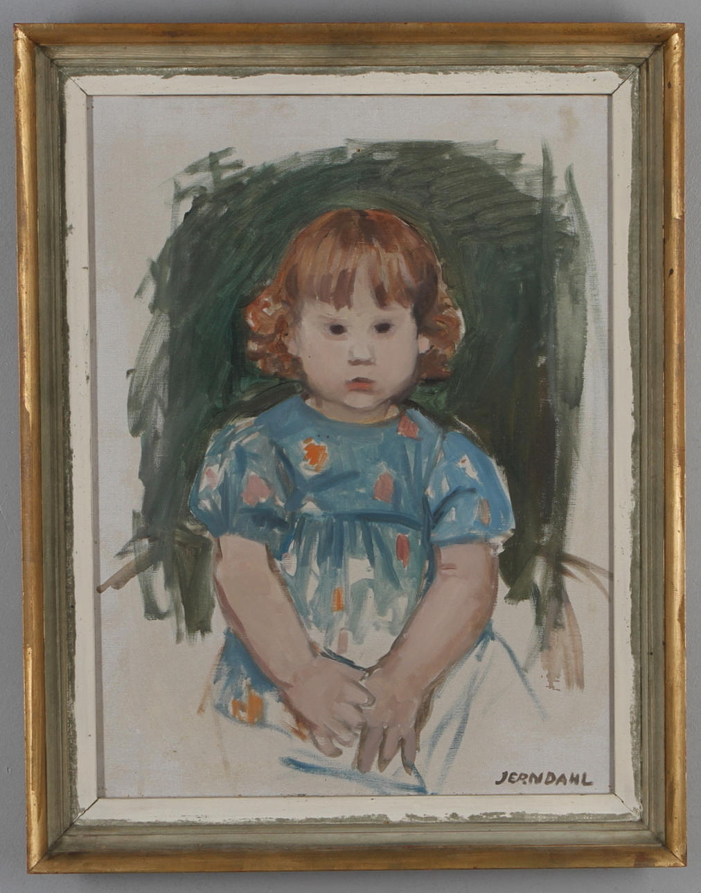 MAJ TYDÉN JERNDAHL. skiss till flickporträtt, olja på duk, signerad.