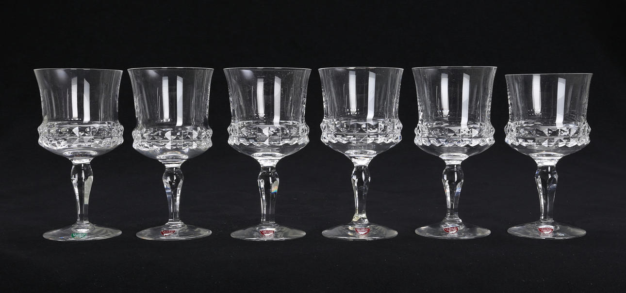 RÖDVINSGLAS, 6 st, "Silvia", Ingeborg Lundin, Orrefors, 1900-talets senare del.