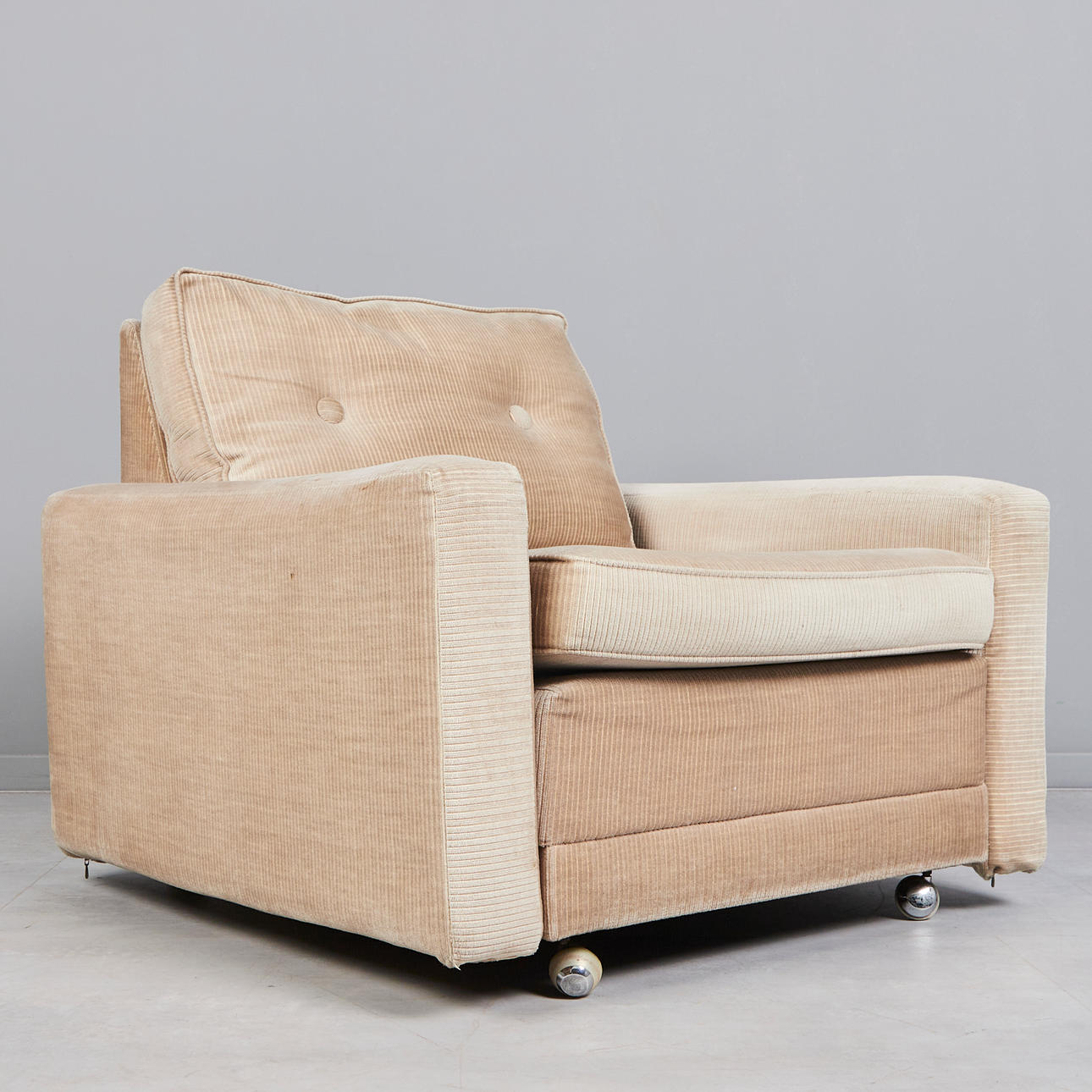 Sillón, pana, metal, años 70.