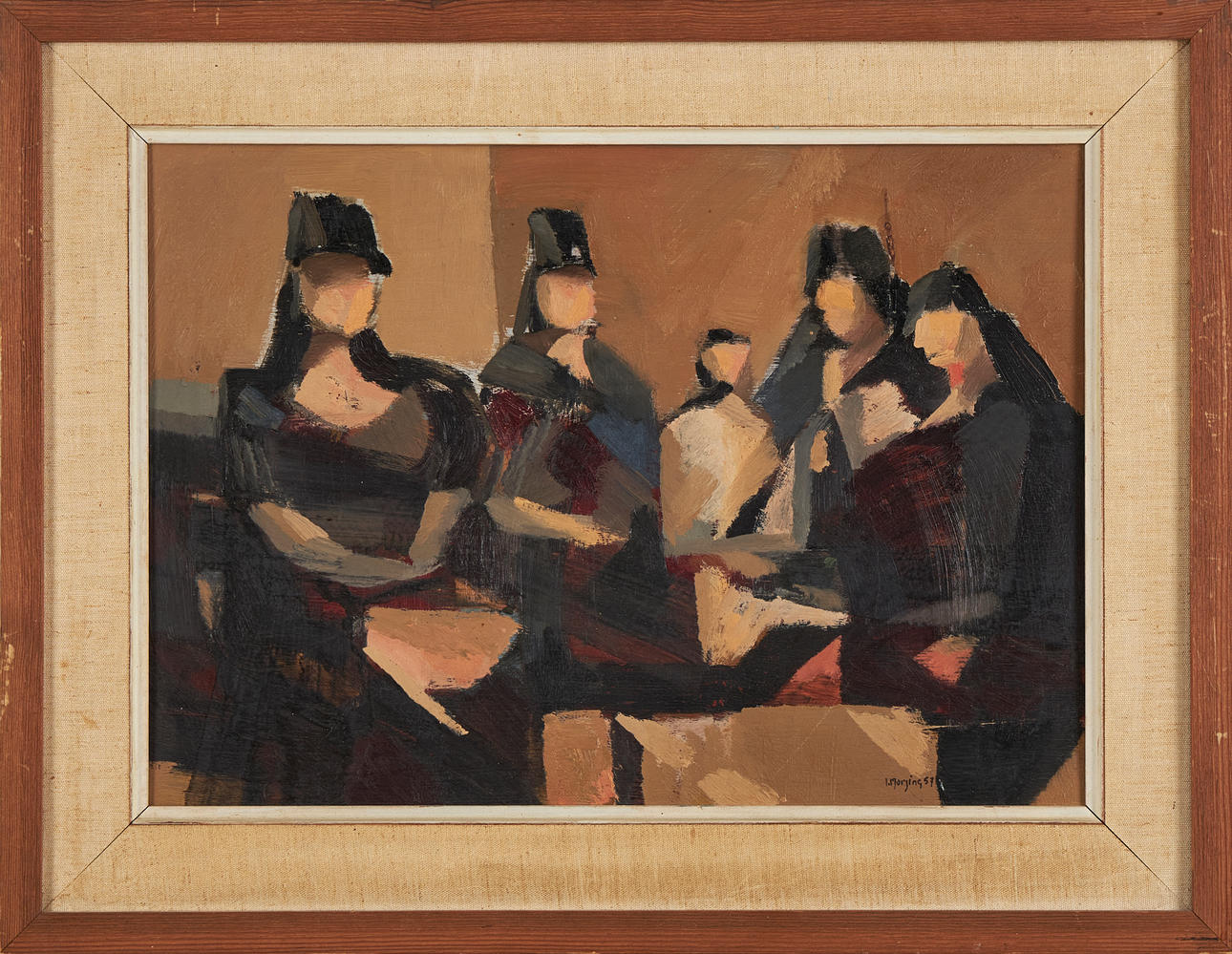 IVAR MORSING. “Senoritas”, oil on panel, signed, dated Spain 57.