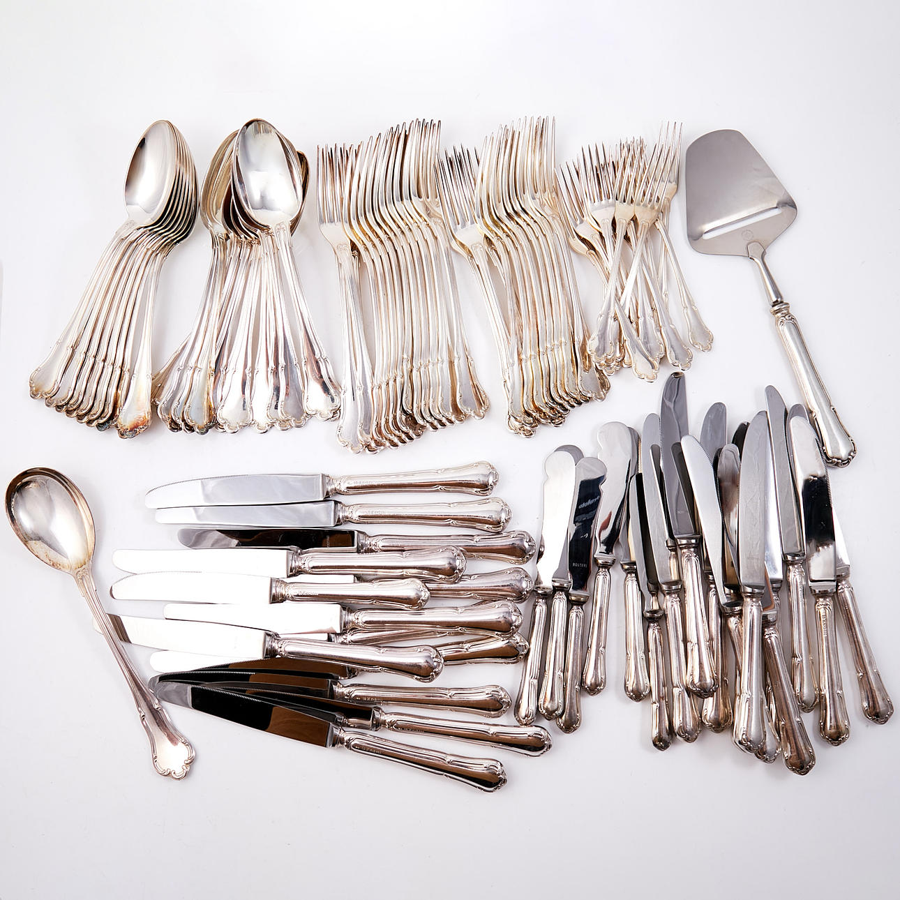 BESTECKSET, 92 dlr, Silber, Stempel.