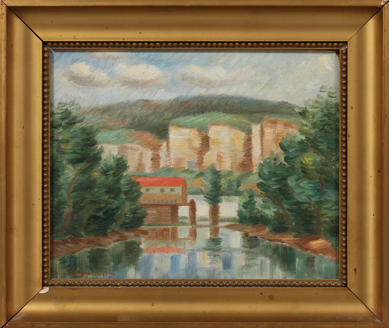 KNUT LUNDSTRÖM. Landskap, olja på pannå, signerad.