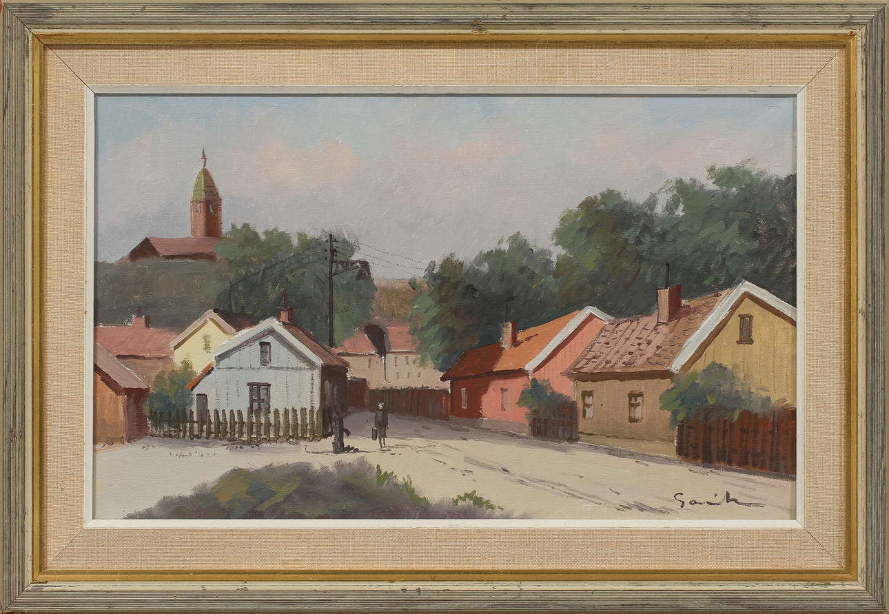 TAGE GAVIK. "Ankargatan", olja på duk, signerad.