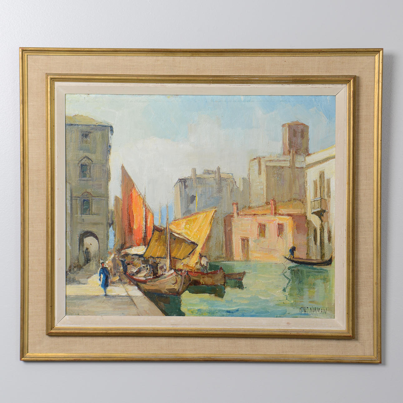 KNUT  NORMAN. Venice, oil on panel, signed.