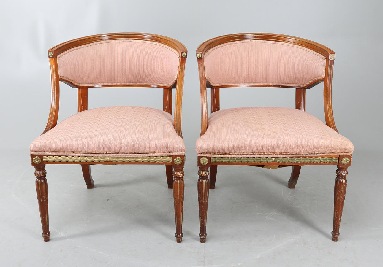 BALJFÅTÖLJER, 1 par, gustaviansk stil, 1900-tal.