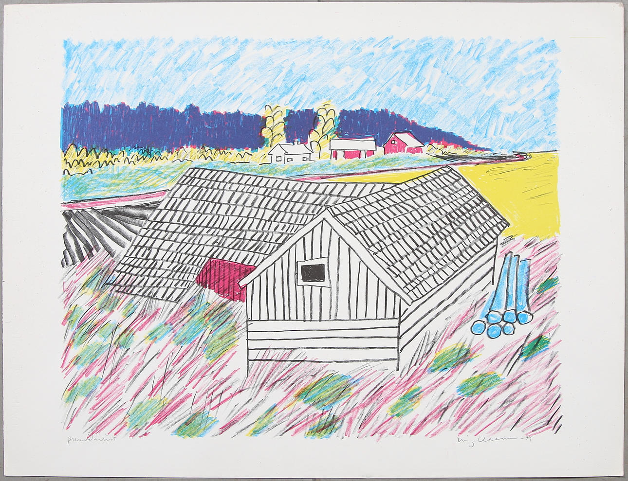 STIG (SLAS) CLAESSON. Landskap, färglitografi, signerad och märkt.