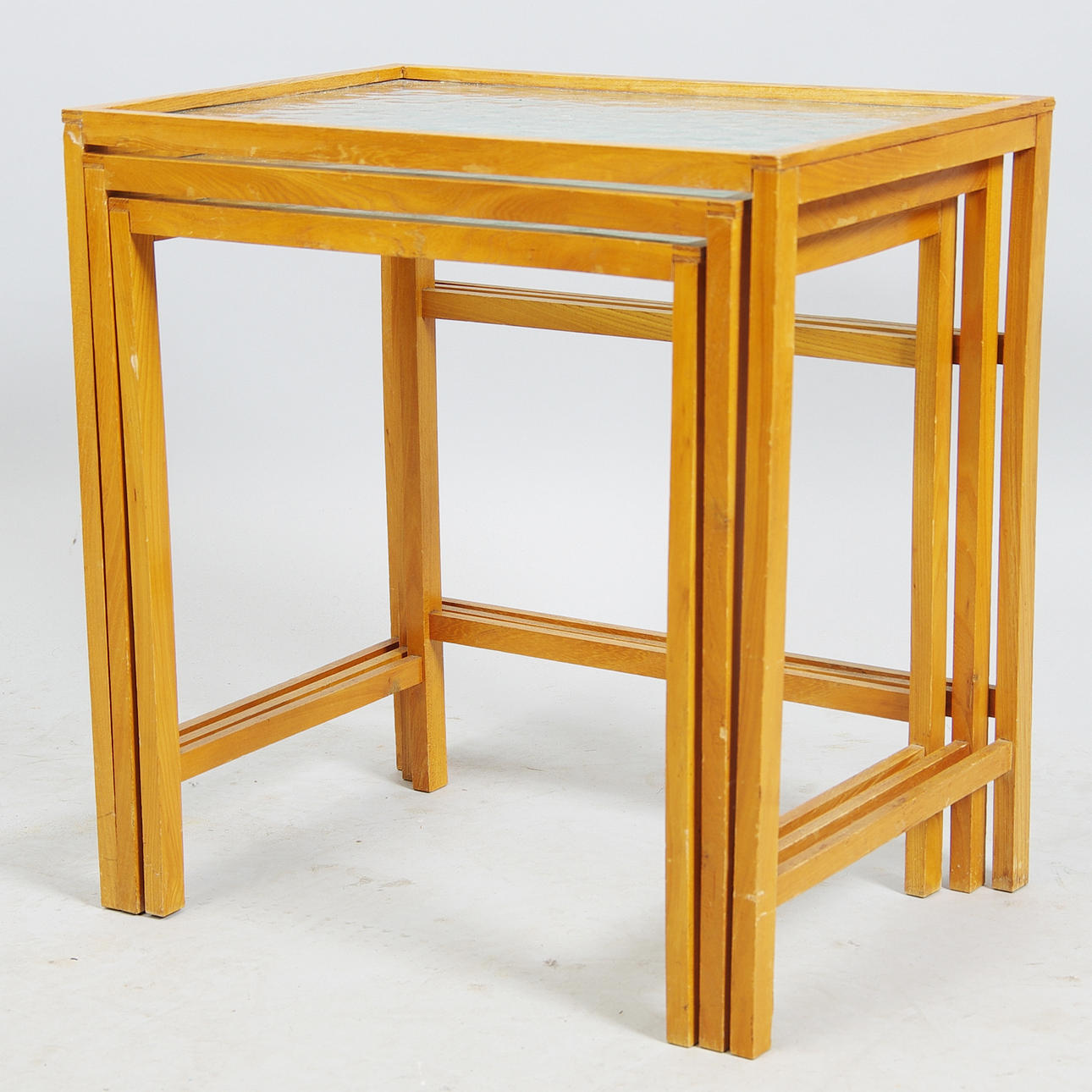 SATSBORD, 3-delar, råglas/trä.