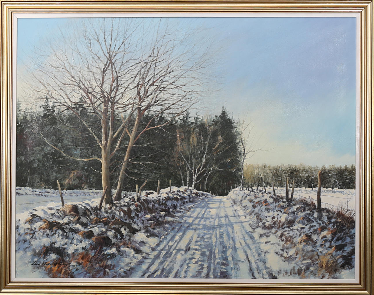 LARS NORDSTRÖM. Vintermotiv 'Äspinge', Skåne, olja på duk, signerad.
