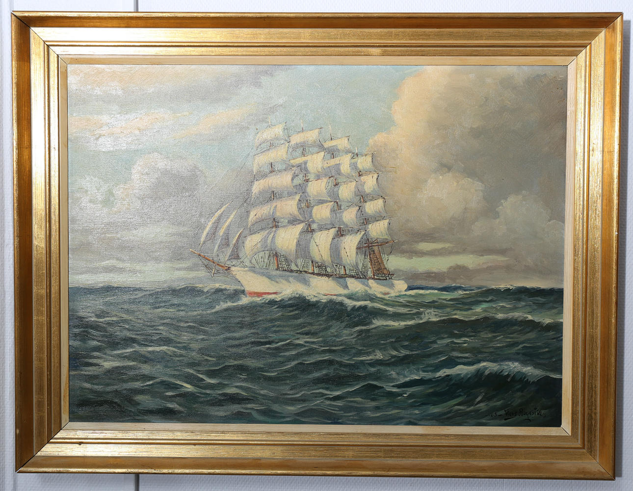 HANS AUGUSTIN. Olja på duk, Segelfartyg, signerad, daterad -65.