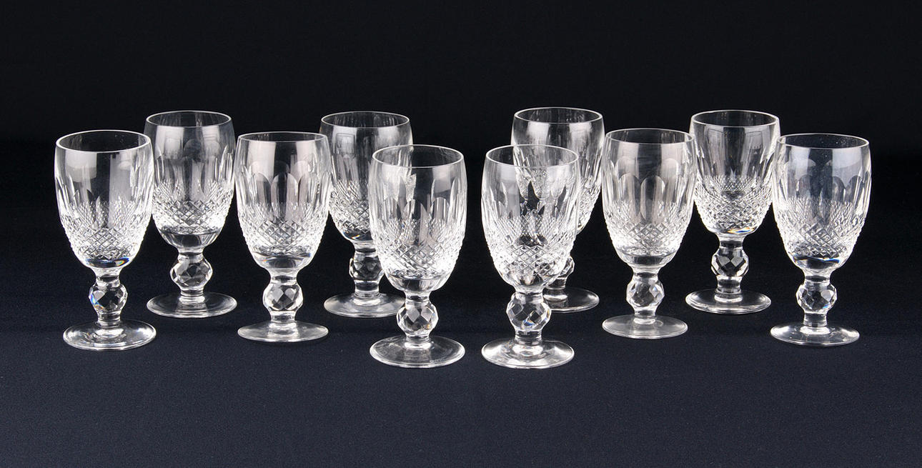 GLASÖGON, 12 st, kristallsprit, signerade ”Waterford”. 1900-tal. Förmodligen England.