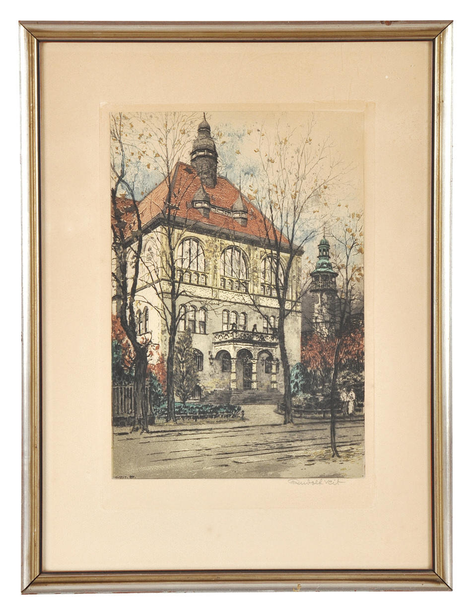 RUDOLF VEIT. Ståtlig Wilhelminian stil hus med ett djupt kyrktorn.