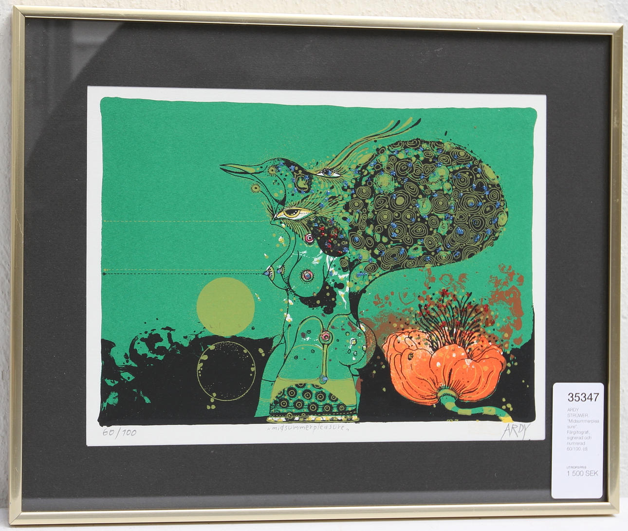 ARDY STRÜWER. "Midsummerpleasure". Färglitografi, signerad och numrerad 60/100.