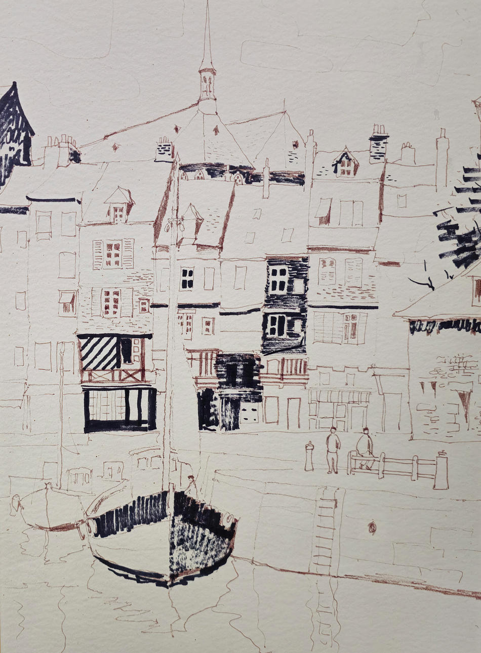 FREDERIC LLOVERAS. AMSTERDAM, INK DRAWING ON PAPER.