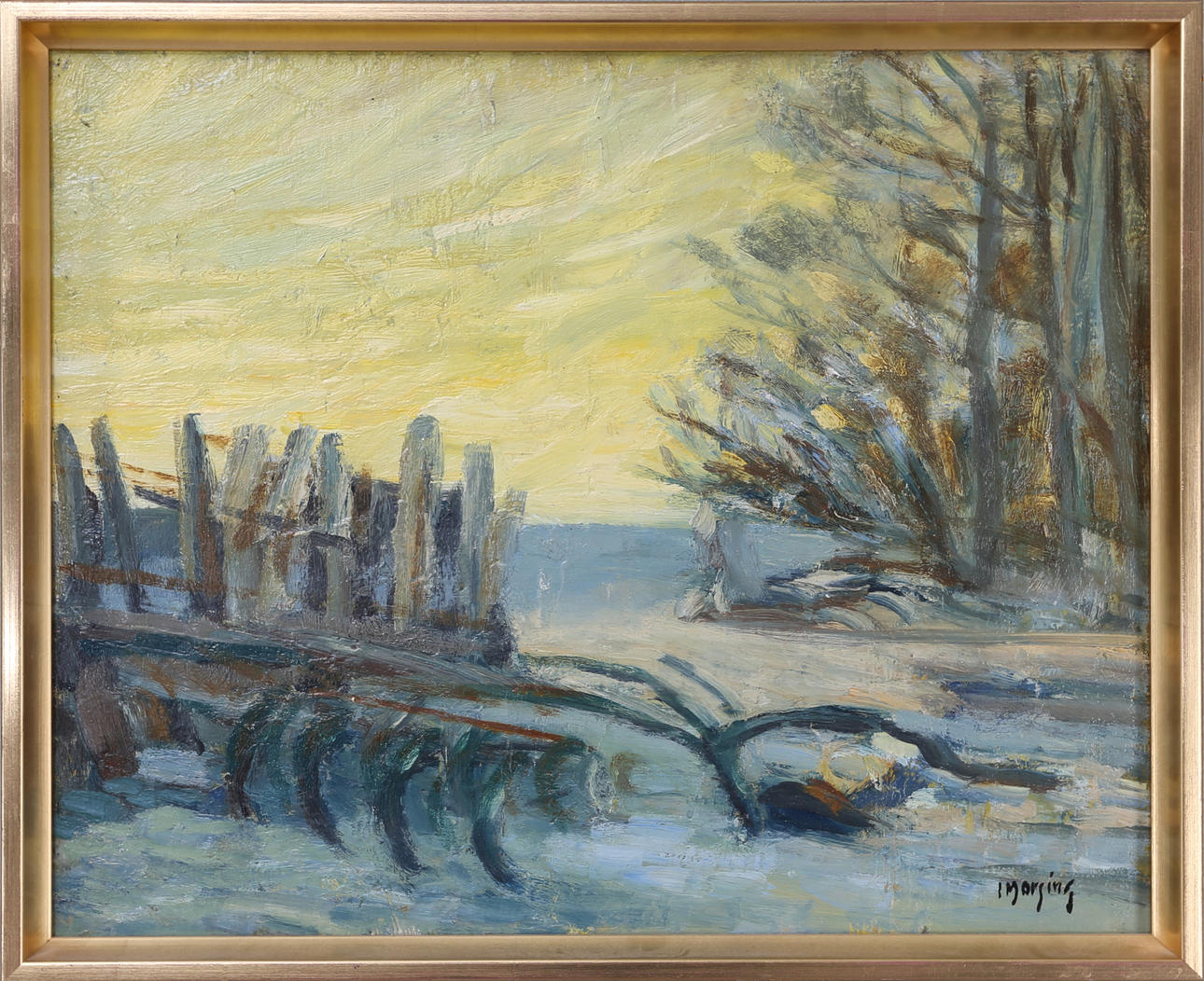 IVAR MORSING. "Plogen och harven", olja på duk, signerad.