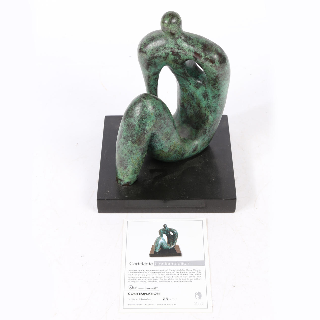 AFTER HENRY MOORE, 'CONTEMPLATION', BRONZE BY SAUCE STUDIO'S.
