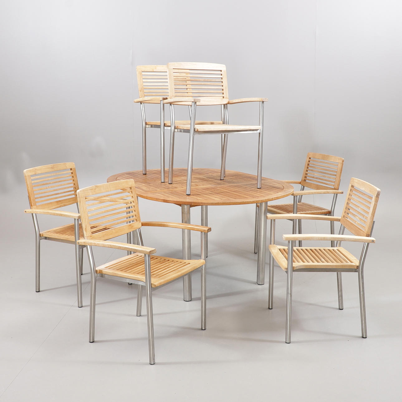 GARTENMÖBEL, 7-teilig, Teak/Aluminium, „Somerset“, Landmann, 2000er.