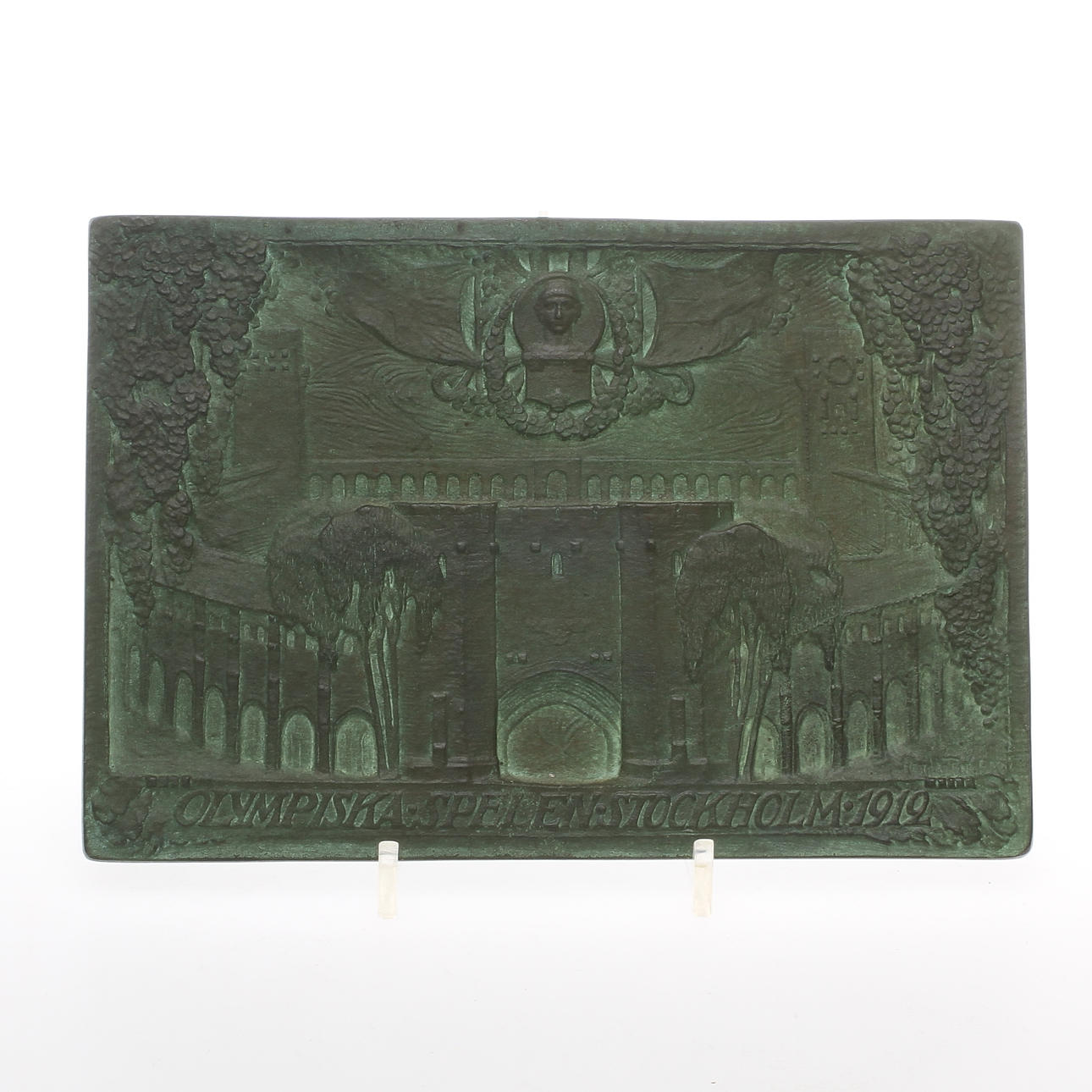 VÄGGPLAKETT, brons, Olympiska Spelen Stockholm 1912, Hjördis Tengbom.