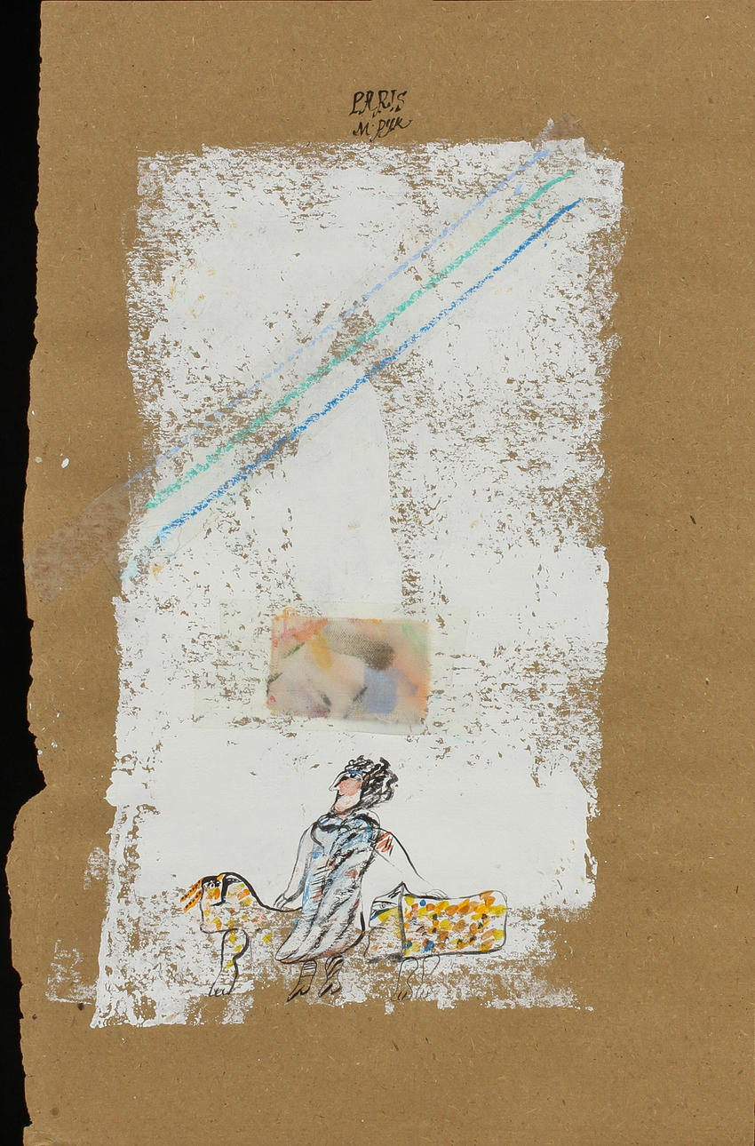 MADELEINE PYK. Paris. Blandteknik med collage, signerad.