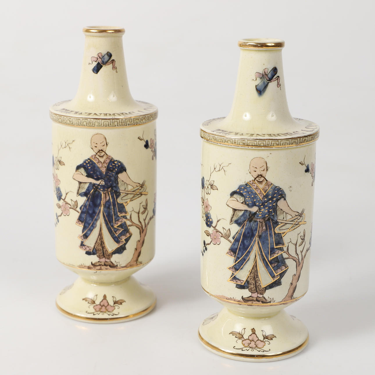 FLASKOR, 2 stycken, porslin, T.H Winborg & Co, Rörstrand.