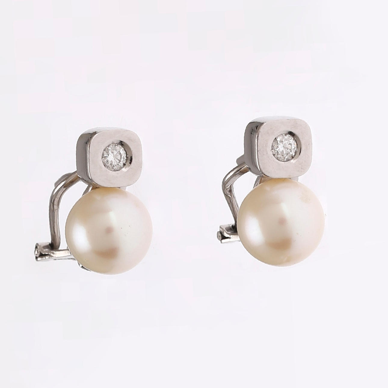 Du og mig diamant- og perleøreringe.