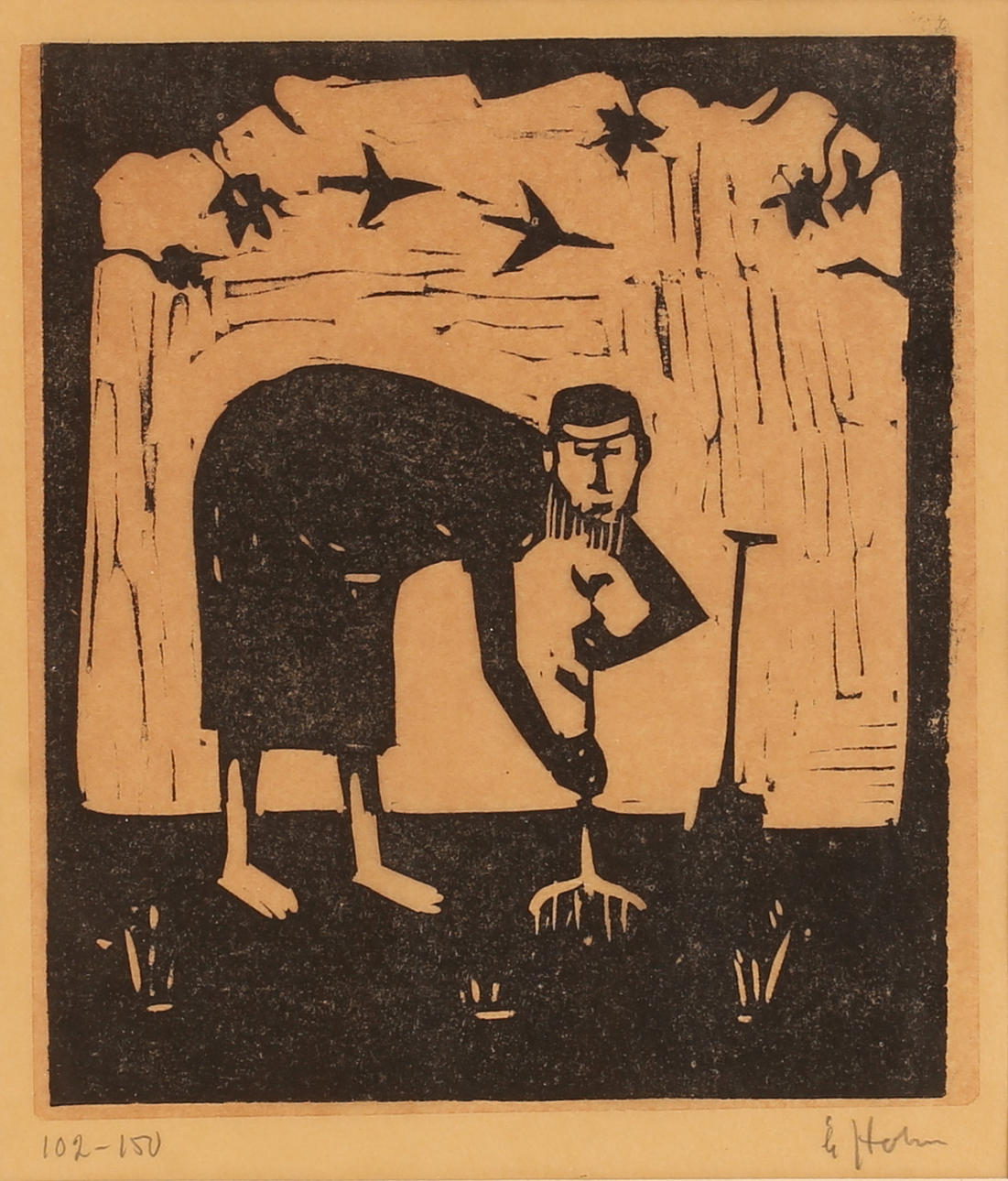 ÅKE HOLM. Woodcut, signed and numbered. Art - Engravings & Prints