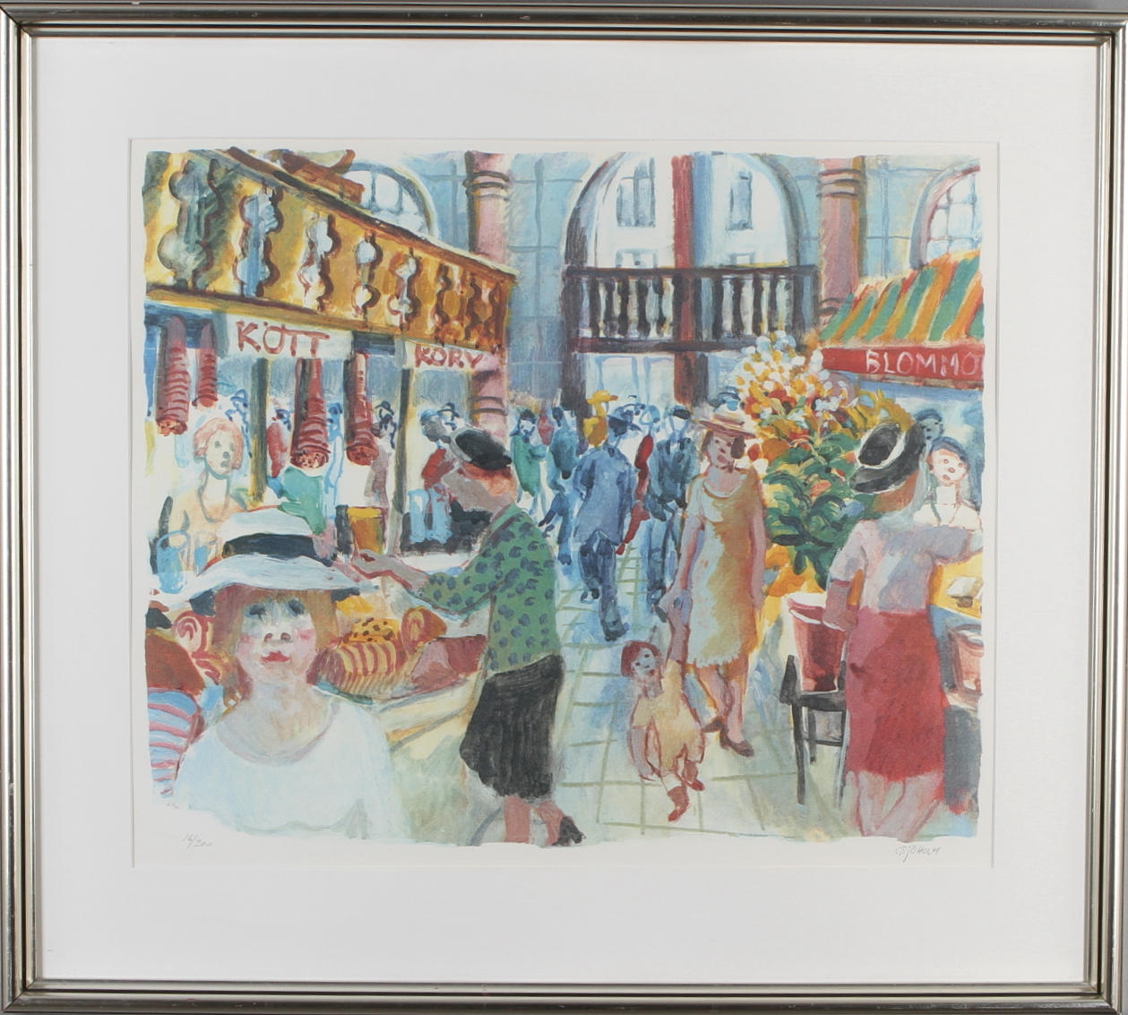 CHARLES SJÖHOLM. Östermalms Saluhall, litografi, signerad samt numrerad 16/200.