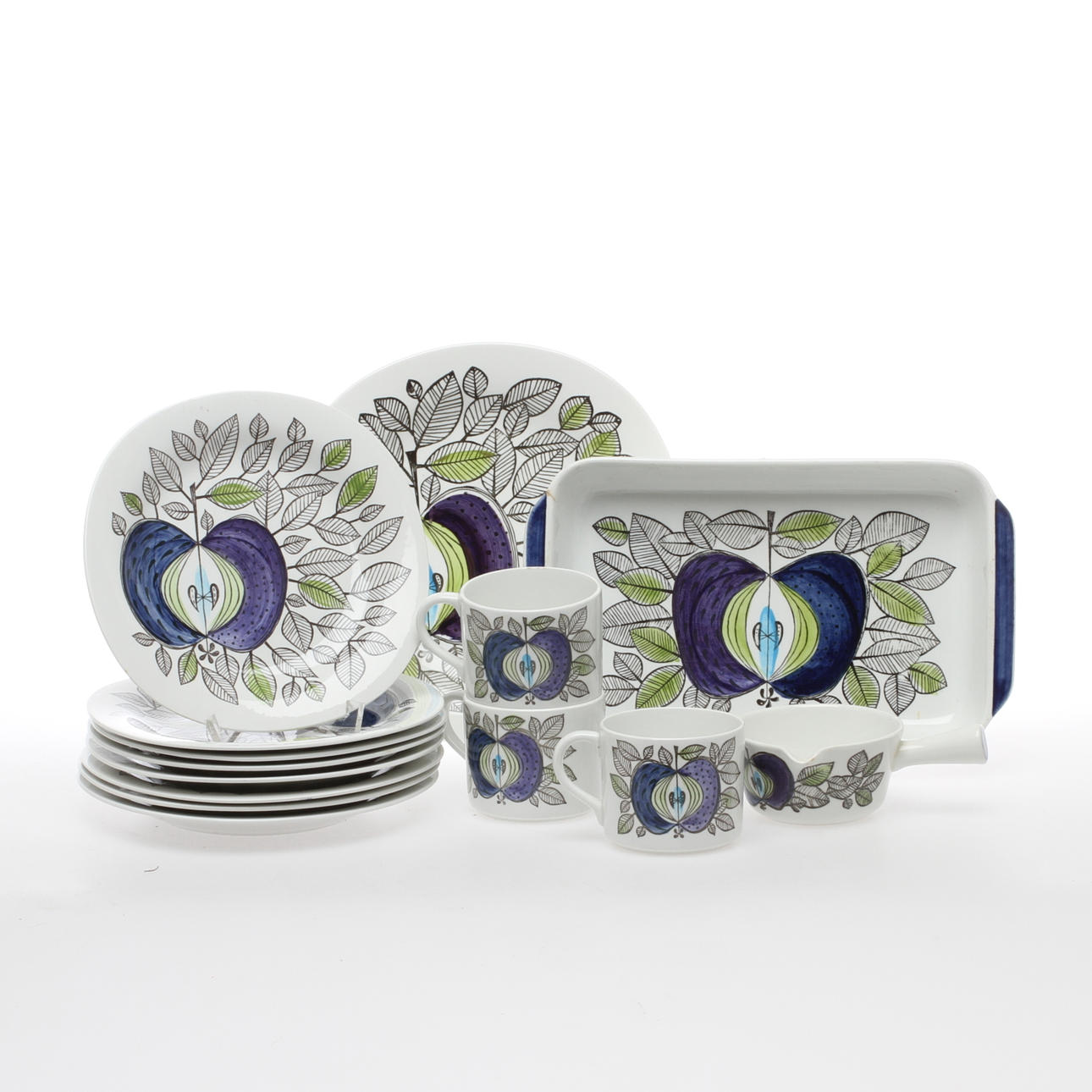 SERVISDELAR, 14 delar, "Eden", Sigrid Richter, Rörstrand, 1960-1970-tal.