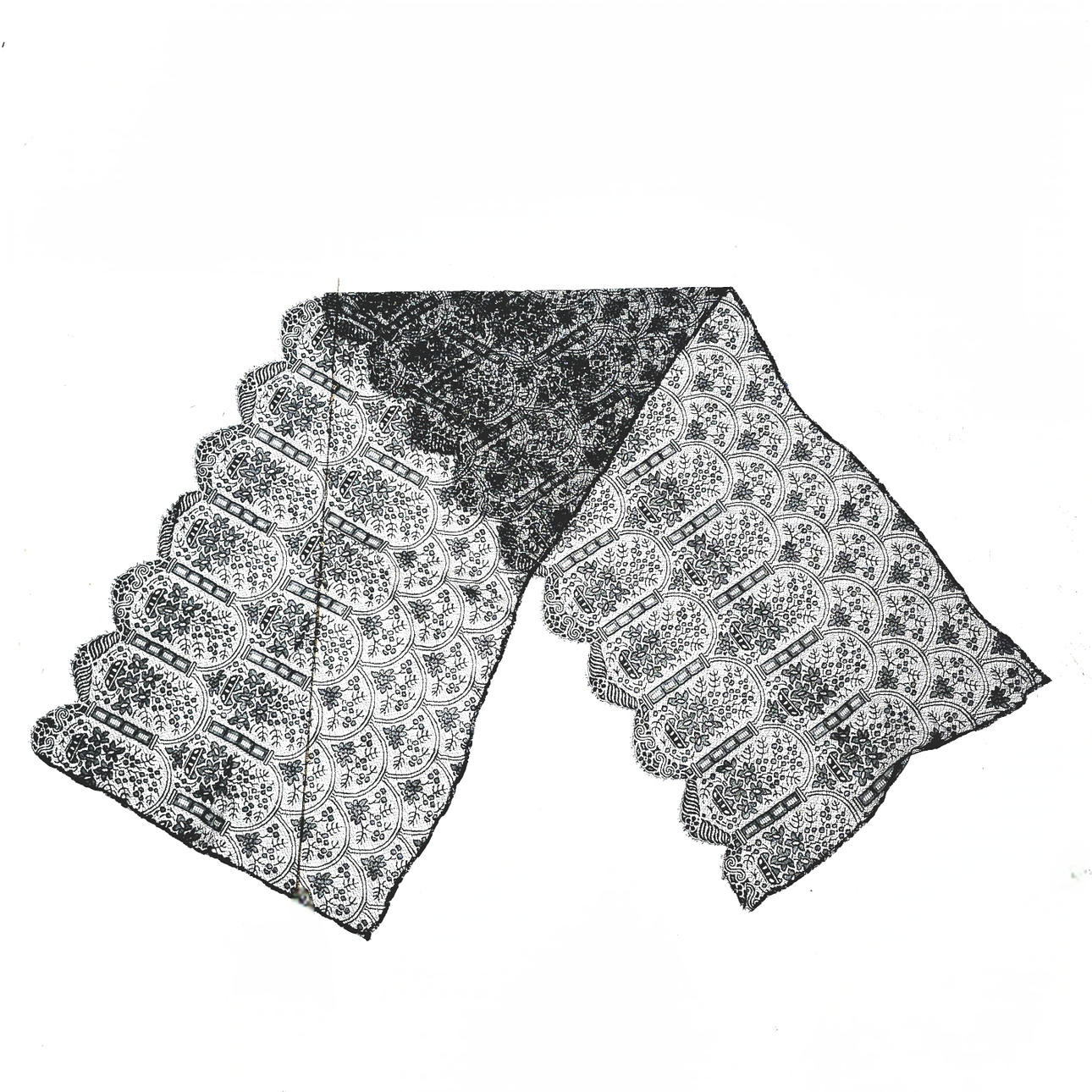 MANTILLA EN ENCAJE DE CHANTILLY NEGRO.