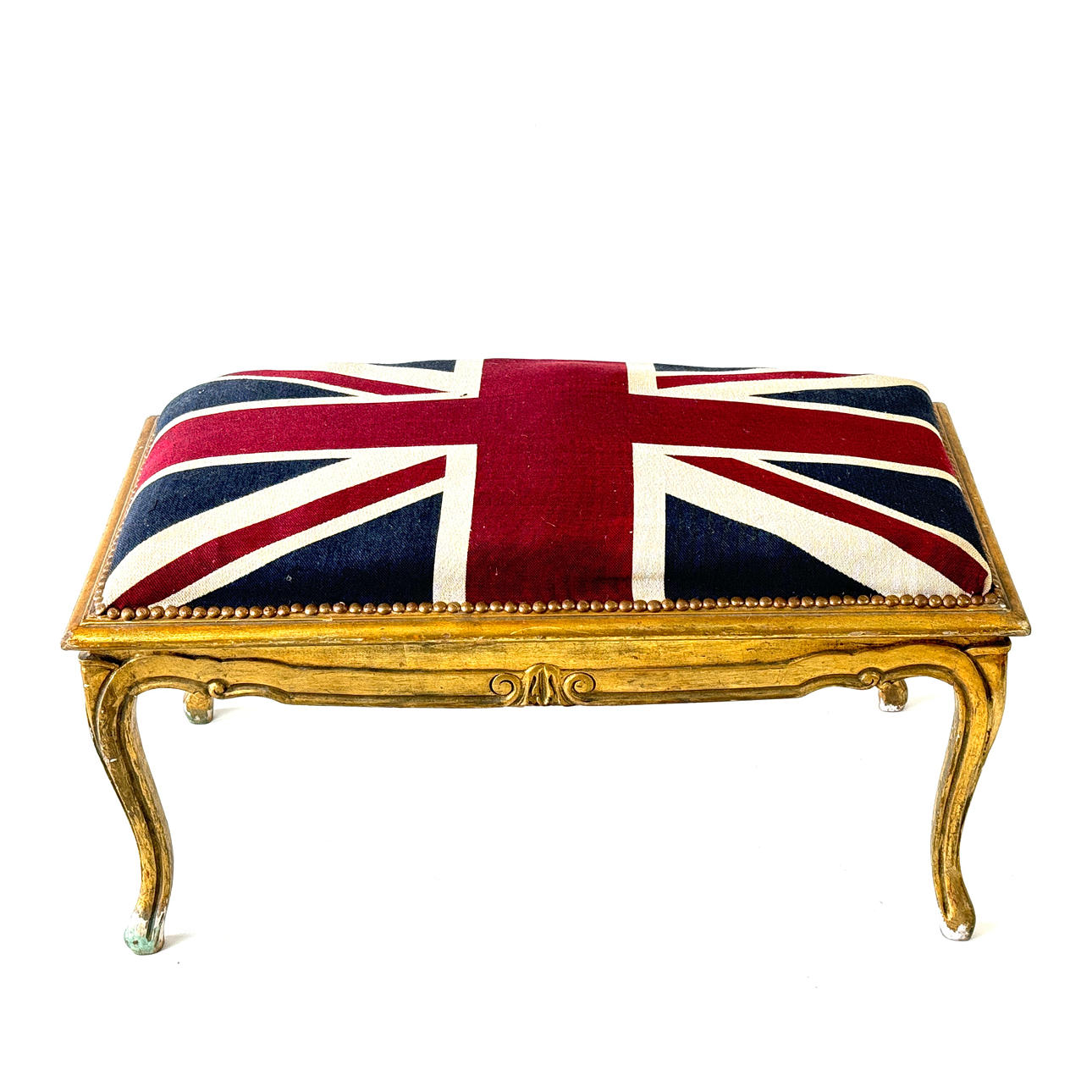 UNION JACK UPHOLSTERED STOOL.