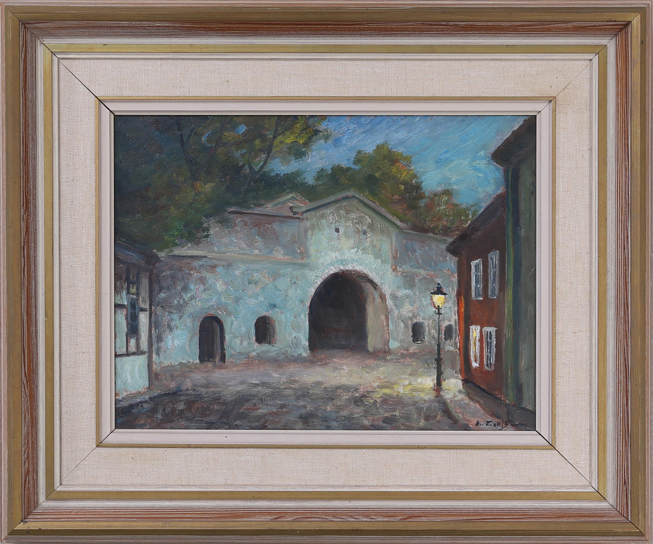 LAGE CARLSON. Kalmarmotiv, olja på pannå, signerad.