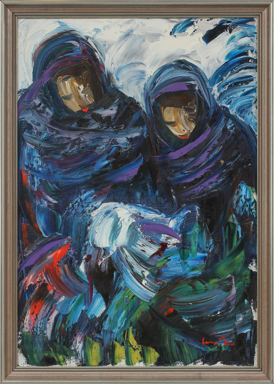 ERIK LOO. "Andakt", olja på duk, signerad.