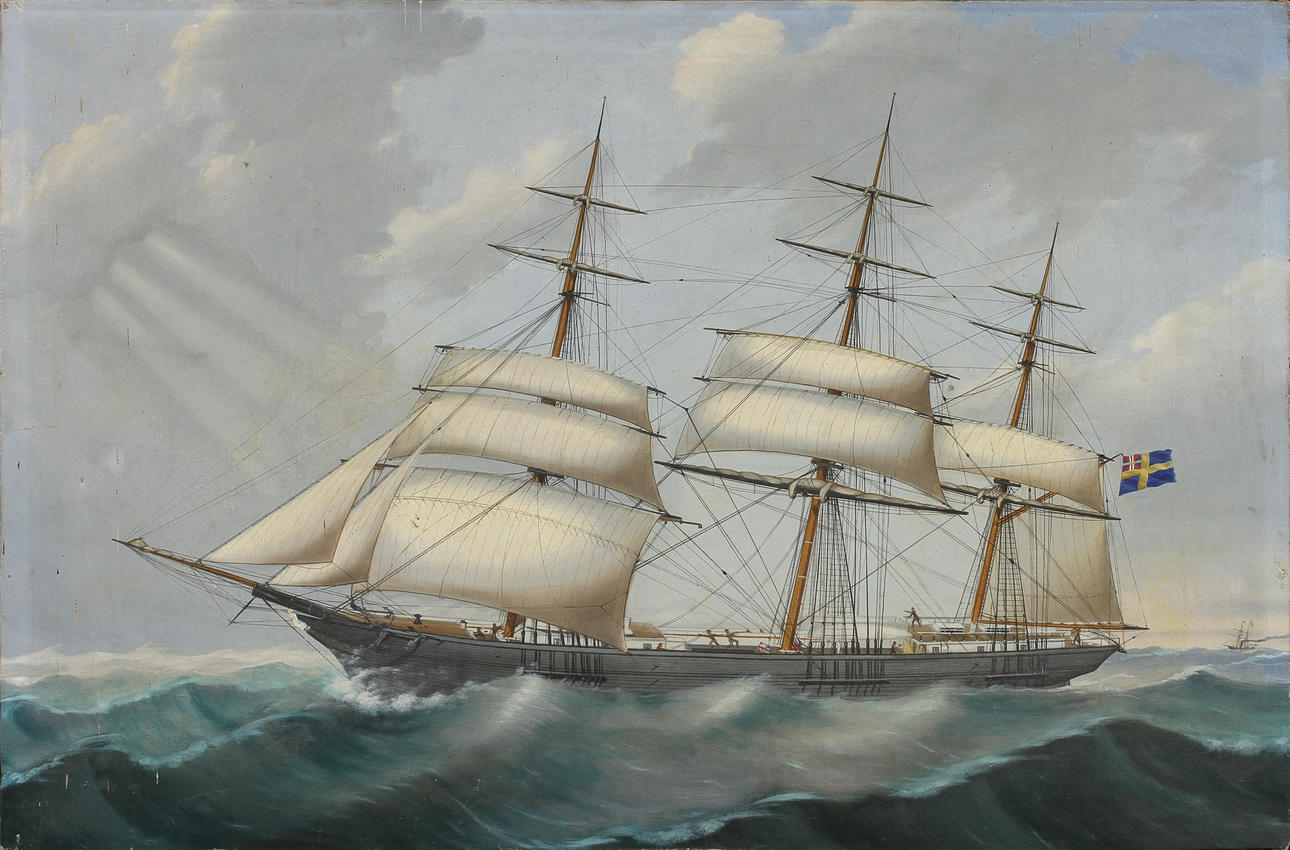 OIDENTIFIERAD KONSTNÄR. Skeppsporträtt, Olja på duk, tidigt 1900-tal.