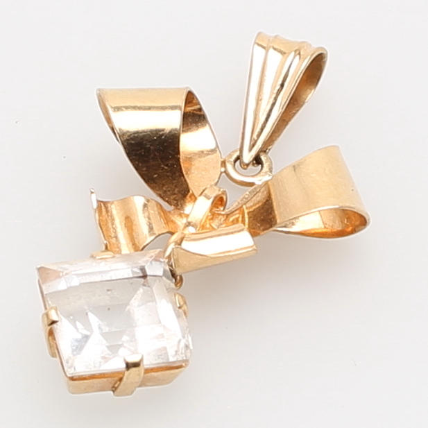 HÄNGE, 18K gulguld, med sten, totalvikt 2,5 gram.