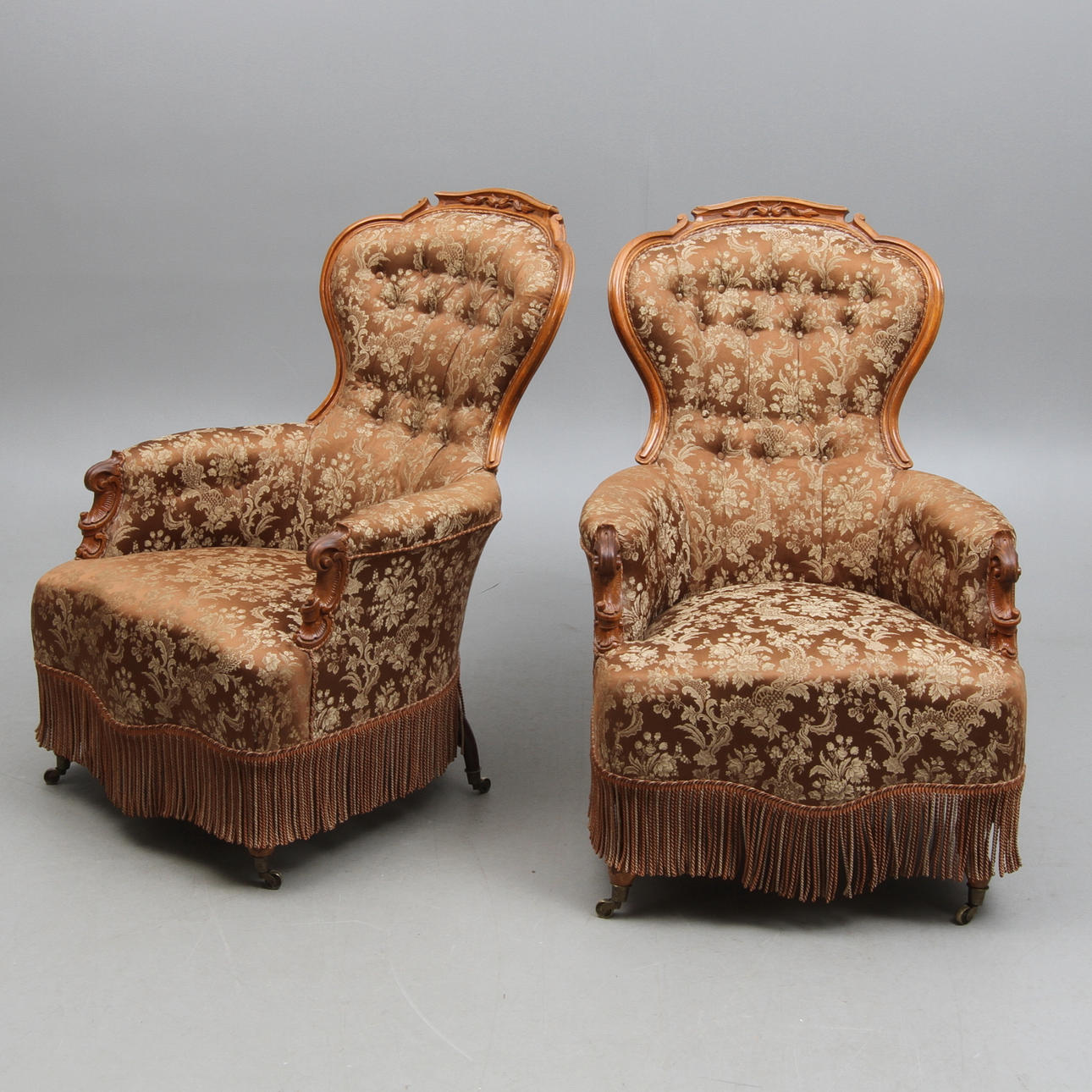 FÅTÖLJER, 1 par, nyrokoko, 1800-talets slut.