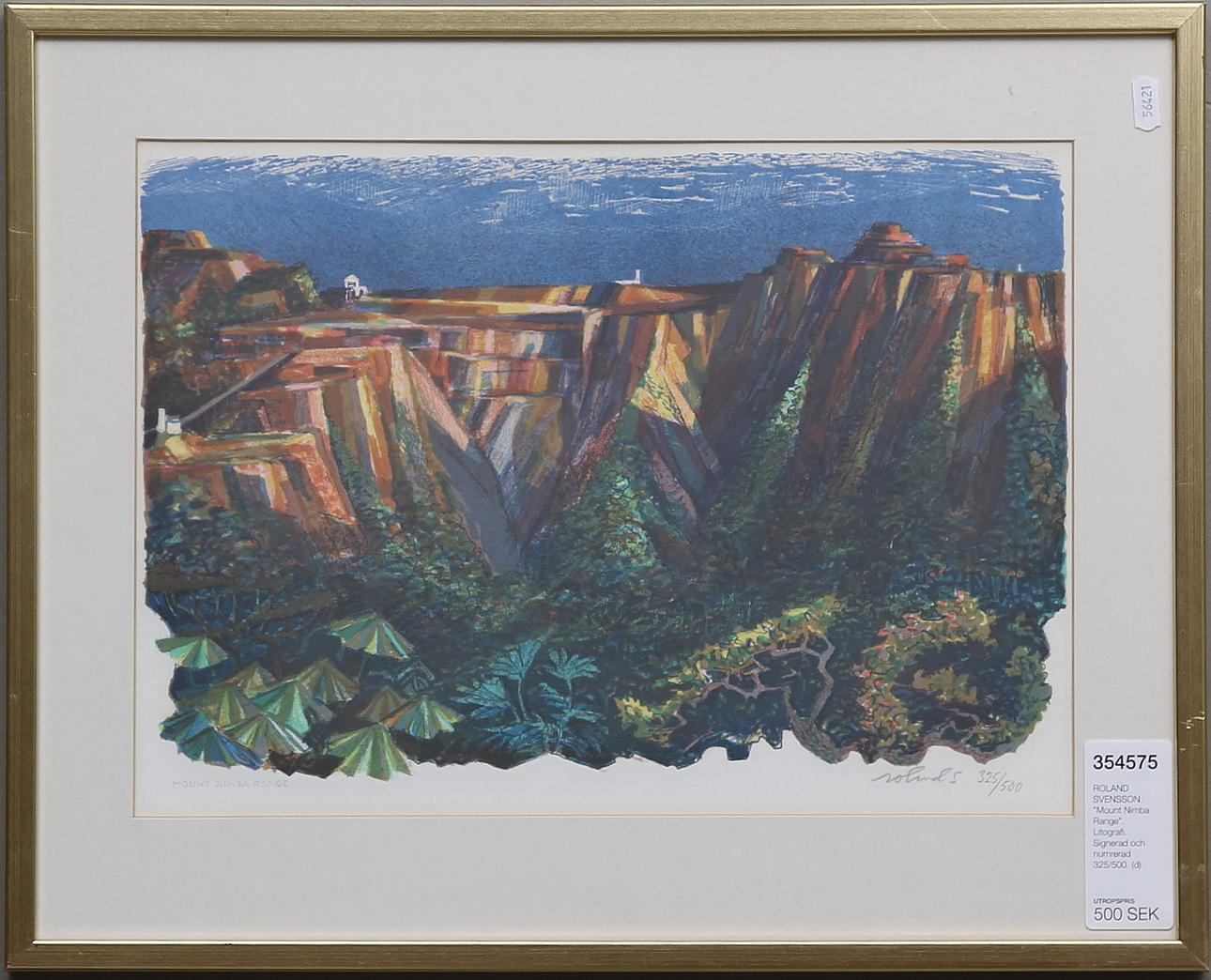 ROLAND SVENSSON. "Mount Nimba Range". Litografi. Signerad och numrerad 325/500.