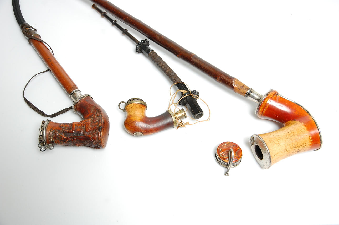 SJÖSKUMSPIPOR, 3 st silver dekor, 1800-tal.