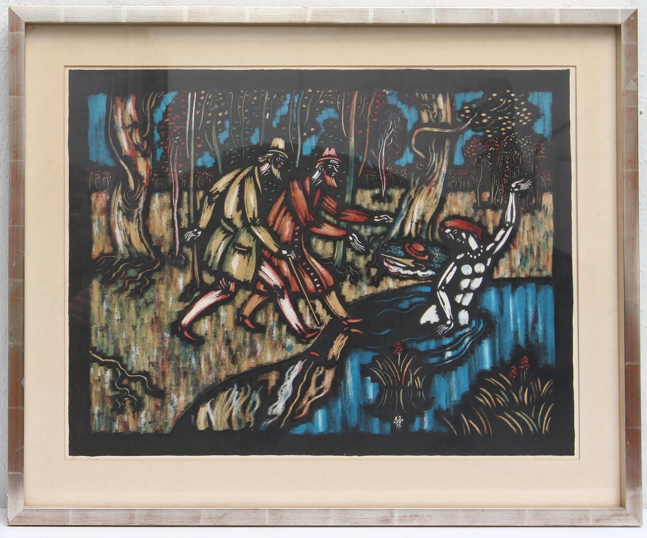 VYTAUTAS KASIULIS. Färglitografier. 2 st, figurscen, signerade och numrerade.