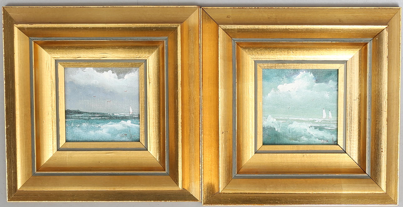 LARS GÖRAN MALM. Oljemålningar, 2 st, havsmotiv, signerade à tergo.