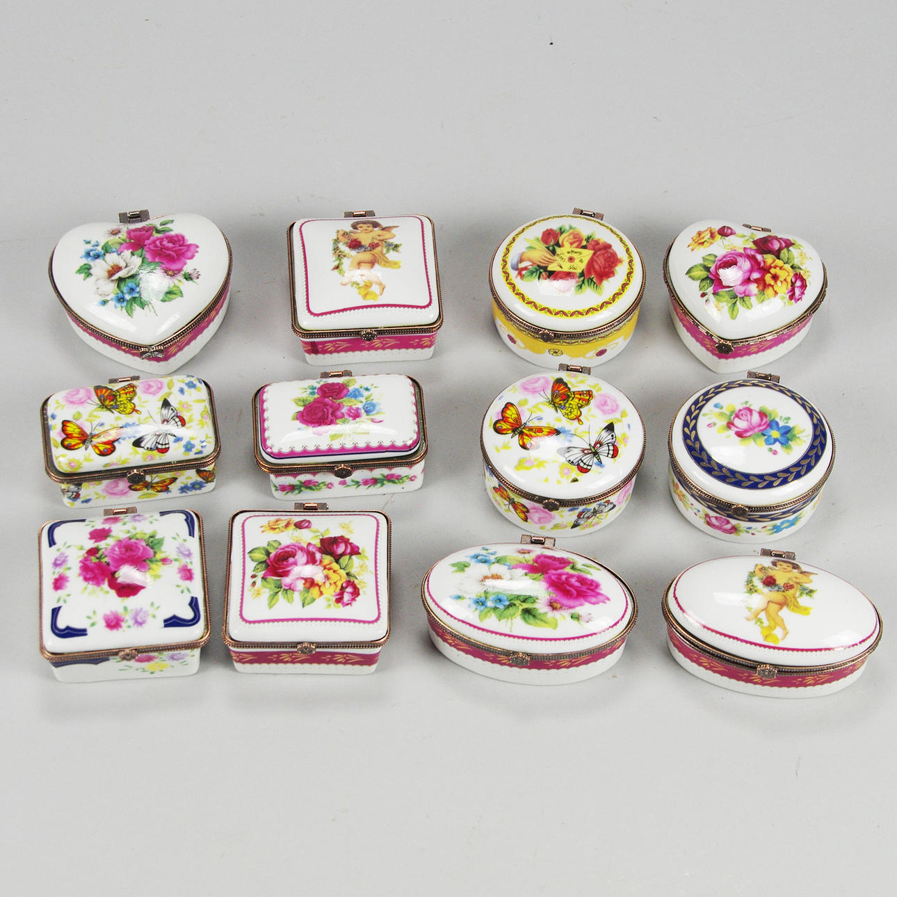 LOCKDOSOR, 12 stycken, porslin/metall, samtida.