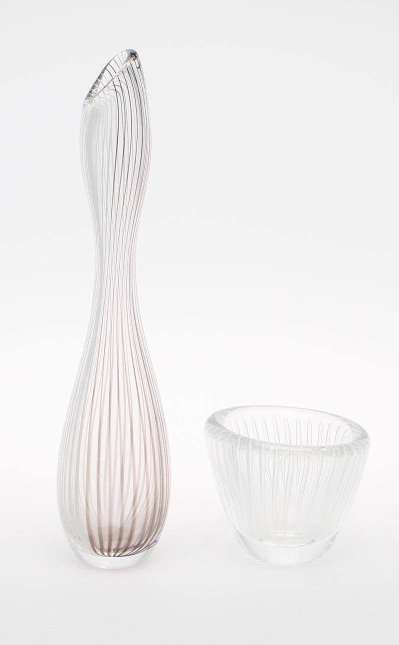 VAS OCH SKÅL. Glas, Vicke Lindstrand, Kosta, signerad.