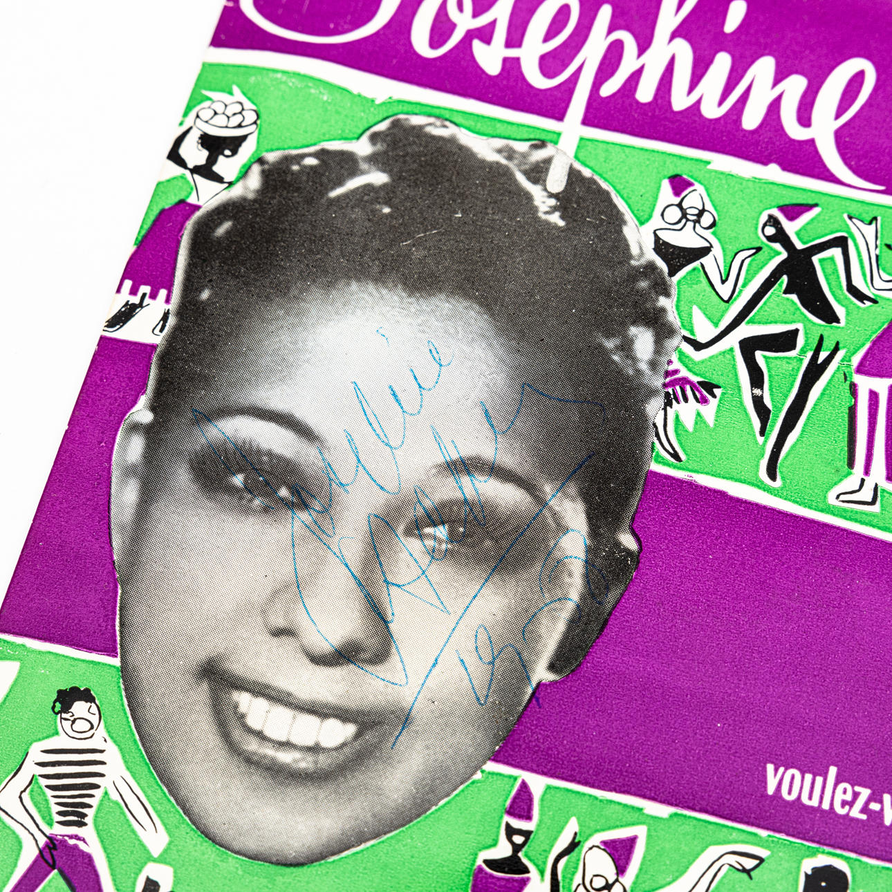 AUTOGRAPH, Josephine Baker, signed album cover, dated 1958.