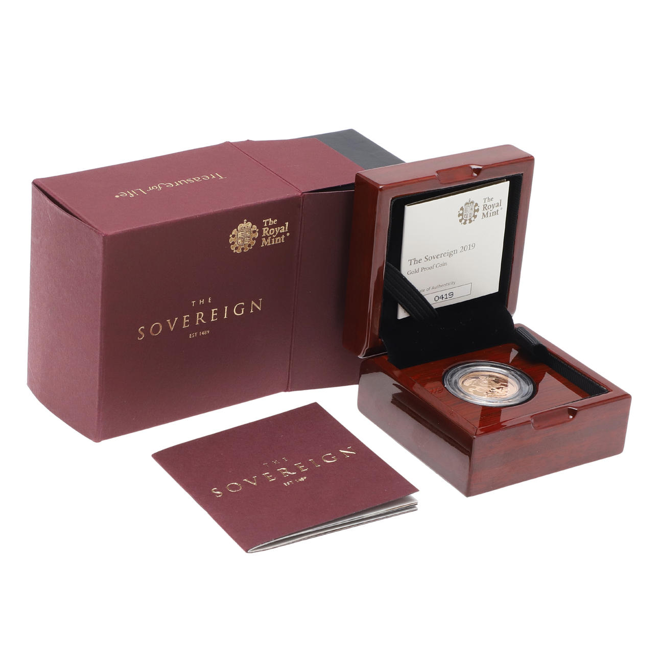 A 2019 GOLD PROOF SOVEREIGN.