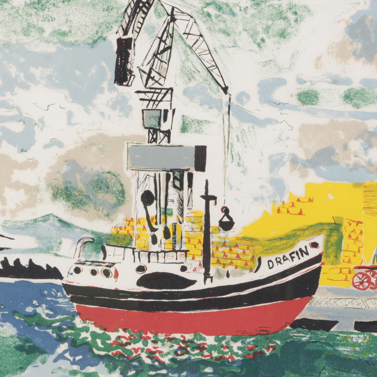 SVEN X:ET ERIXSON. Färglitografi, båten Drafin, signerad samt numrerad 130/260.