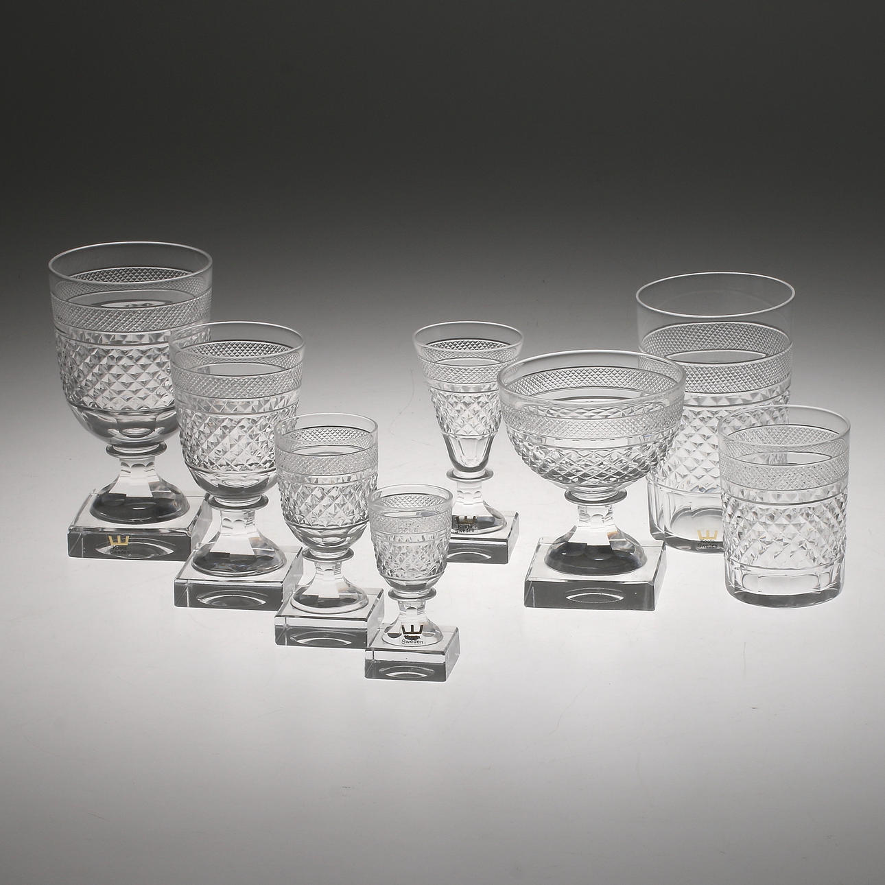 ELIS BERGH. Glasservis, 48 delar, kristall, "Kent", Kosta, 1900-tal.